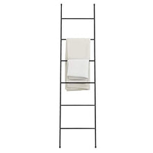 M-TOP Porta Asciugamani Bagno da Terra Scala in Decorativa Scala, Supporto Asciugamani a Scaletta con 6 Gradini in Porta Salviette, Portasciugamani in Acciaio Inossidabileblack