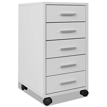 BIGTO - Armadietto da ufficio con ruote con 5 cassetti, in truciolato, con cassetti da giardino, colore: bianco, 33 x 38 x 63 cm