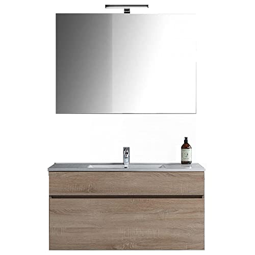 bonussi Mobile Bagno Sospeso 60 cm Lavabo Specchio e Cassettone Gabriel Rovere Well