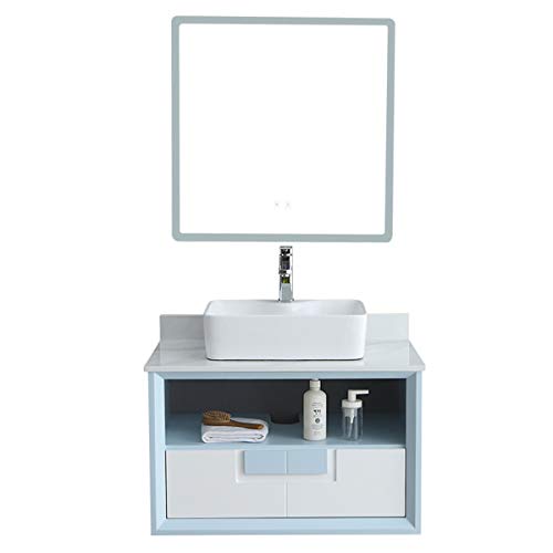 YLiansong-home Mobile da Bagno Specchio Mobile da Bagno Semplice Mobile Armadio Combinazione Balcone a Muro Vanity Set di armadi per lavabo da Bagno (Color : Blue, Size : 52x80x63cm)