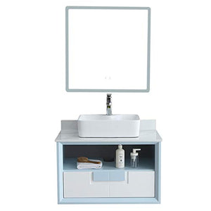 YLiansong-home Mobile da Bagno Specchio Mobile da Bagno Semplice Mobile Armadio Combinazione Balcone a Muro Vanity Set di armadi per lavabo da Bagno (Color : Blue, Size : 52x80x63cm)