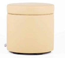 Arketicom Pandora Pouf Contenitore Rotondo Ecopelle Puff poggiapiedi SFODERABILE (42 D x 42 H, Beige)