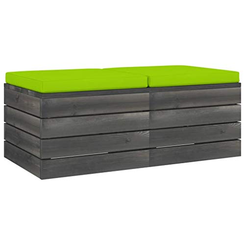 vidaXL Pouf da Giardino su Pallet 2 pz con Cuscini in Massello di Pino