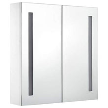 Cikonielf L'armadietto per specchio da bagno è dotato di una lampada LED da specchio con due ante e 3 ripiani interni, design moderno, pannello in MDF di alta qualità, 62 x 14 x 60 cm