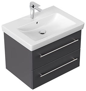 emotion Lavabo con mobiletto, Legno, Antracite Lucido, 65, 2 unità