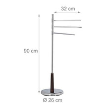 Relaxdays 10022550 Portasciugamani Orientabile Portasalviette da Terra Cromo 3 Bracci Autoportante HxLxP 90 x 44 x 26 cm Argento