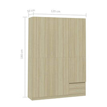 Tidyard Armadio a 3 Ante Rovere Sonoma 120x50x180 cm in Truciolato,120 x 50 x 180 cm