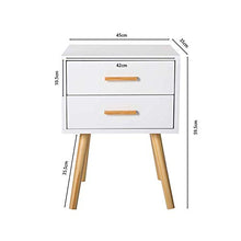 FFAN Comodino Tavolino in Stile Nordico per Camera da Letto con 2 cassetti Gamba in Legno Manico in Legno Grezzo Finitura Verniciata