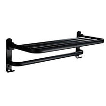 DKEE Portasciugamani Portaoggetti in Alluminio Rack Nero Doppio Strato Elegante Portasciugamani Nero Hotel Bagno Ciondolo Set Portasciugamani