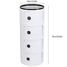 Componibile,Mobile Bagno 4 Strati Componibile,Contenitore di Stoccaggio Porta Scorrevole di Forma Rotonda per la Casa,Bianco,32 * 76cm