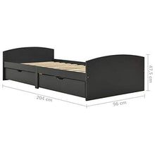 FAMIROSA Giroletto con 2 Cassetti Grigio in Massello di Pino 90x200 cm-2158