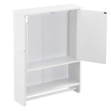Armadietto Pensile da Bagno con Barra Portaasciugamano 65 x 48,7 x 14,5 cm Mobiletto da Muro con 2 Ante e Ripiani - Bianco