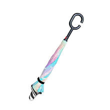 LENNEL Dreamy Sun Moon Reverse pieghevole ombrello invertito maniglia a forma di C doppio strato design antivento con strisce riflettenti di sicurezza notturna