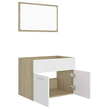 vidaXL Set Mobili da Bagno 2 pz Bianco e Rovere Sonoma in Truciolato