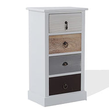 Rebecca Mobili Comodino Bianco Nero Beige, cassettiera 4 cassetti, Legno Paulownia, Stile Shabby, Camera Bagno Sala - Misure: 69 x 37 x 27 cm (HxLxP) - Art. RE4310