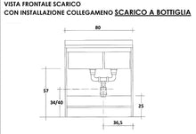 MONTEGRAPPA Mobile Lavatoio 80x60x85cm 2 Ante 2 Vasche ASSE in Legno Marella Bianco