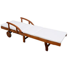 Festnight Lettino da Giardino Esterno Regolabile in Legno Massello con Cuscino,Sedia a Sdraio da Giardino Esterno in Legno Massello di Acacia con Cuscino 200x68x83cm