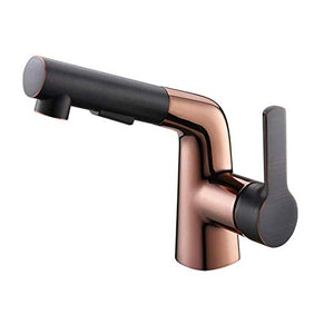 VBARV Rubinetto telescopico per Bagno - mobiletto del Bagno Rubinetto monoforo Girevole Ramen lavabo Oro Rosa Rame sferico Cromato Maniglia Calda e Fredda