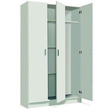 Piushopping Armadio Multiuso Salvaspazio 3 Ante, in Legno Bianco, Portascope, 5 Ripiani - 108x37x180h