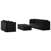 Tidyard Set 7 pz Divani da Giardino con Cuscini in Polyrattan Nero,Divano Modulare,Divano in Rattan,Divano da Salotto,Divani da Salotto