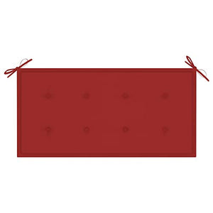 vidaXL Panca da Giardino con Cuscino Rosso 112cm Teak Massello