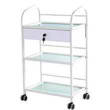 Carrello in Metallo, Carrello per Parrucchiere a 3 Strati, Carrello per Capelli, Carrello per vassoi, Beauty Car con Un cassetto chiudibile a Chiave biancoZHFZD