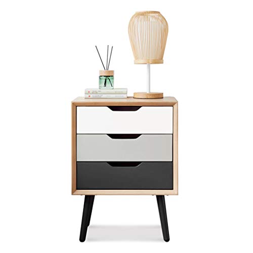 Comò e cassettiere Comodino Tre cassetti classificati armadietti semplici mobili Sanitari Gambe in Metallo (Color : Wood Color, Size : 45 * 35 * 60cm)