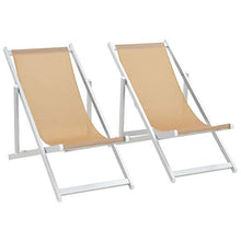 Fesjoy Sdraio da Giardino Lettino Sedie da Spiaggia Pieghevoli Sedie a Sdraio Garden Beach Sedie da Campeggio Esterne Regolabili da 2 Pezzi Lettino Telaio in Alluminio Superficie di textilene Crema