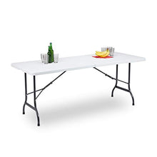 Relaxdays Tavolo da Giardino Pieghevole, trasportabile Come Una Valigia, Resistente agli Agenti atmosferici, Bianco, HLP: 72 x 180 x 75 cm