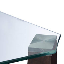 Relaxdays Tavolino da Divano, Gambe in MDF, Ripiano in Vetro Temperato, Moderno, 110x60x40 cm, Trasparente/Marrone, 1 Pz