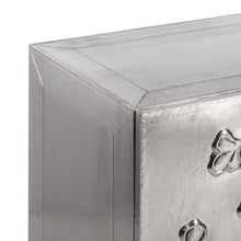 DENZZO - Cassettiera in legno rivestita in metallo, motivo foglie argentate Cagliari