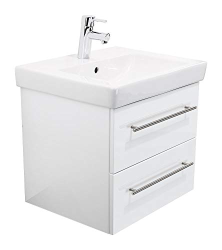 emotion Lavabo con mobiletto, Legno, Bianco Lucido, 55x45x44 cm, 2 unità