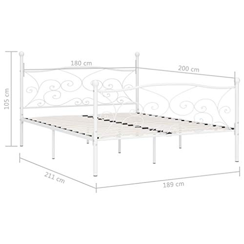 Festnight Giroletto con Doghe Struttura Letto Matrimoniale Design Moderno in Ferro 100x200 cm/140x200 cm/180x200 cm/90x200 cm Struttura Letto Singolo