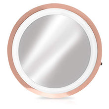 Navaris Specchio da Trucco LED Ingrandimento 5X con Ventosa - Specchietto Cosmetico Illuminato Ingrandente x5 - Bagno Make Up Batterie - Rame