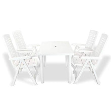 Qnotici 5 pz. Set da Pranzo da Giardino, dinette, Tavolo da Giardino, mobili da Giardino, Salotto da Giardino, mobili da Balcone, terrazza, plastica Bianca