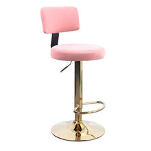 Sgabelli da bar Girevole, Sedia da Cucina Regolabile in Altezza con Schienale E Cuscino in Velluto Poggiapiedi in Metallo Sgabello da Bancone per Soggiorno Bar(Color:Rosa)