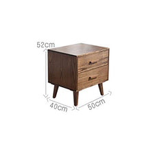 Comodino Nordico in Legno massello, Camera da Letto Color Noce 2 Strati Letto Giapponese Armadio di stoccaggio Moderno Semplice Cuscinetto 300KG-52x40x50cm FANJIANI