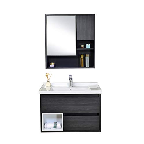 KCCCC Set di armadietto per Il Bagno Combinazione di armadietto per lavabo per lavabo per mobili da Bagno Armadio di stoccaggio Moderno (Color : Black, Size : 48x81x53cm)