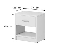 E-Com Comodino con cassetti e ripiano per camera da letto, 28 x 39 x 41 cm, colore: bianco, 41cm(H) x 39cm(B) x 28cm(T)