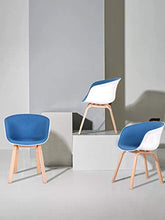 T0t0ro un set di 2/4 accogliente sedia da bagno, poltrona, cucina/soggiorno/balcone sedia con gambe in legno massello di faggio, stile nordico, confortevole cuscino spugna schienale e sedile (4, blu)