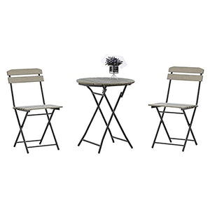 Set 3 Pezzi Pieghevoli Sedie E Tavolo da Giardino, Materiale Spesso Tavolino con Sedie da Giardino Pieghevoli, Giardino/Balcone/Pub/Bar,Grigio