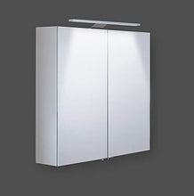 Generisch Saturn - Armadietto a specchio in alluminio Primo, con pannello posteriore in vetro bianco, 900 x 700 x 155 mm