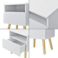 [en.casa] Comodino da Notte con Cassetto e Scompartimento Aperto 50 x 40 x 34 cm Tavolino da Salotto Portaoggetti Bianco