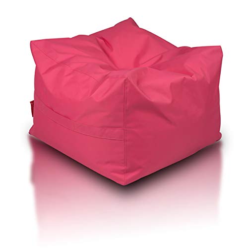 Ecopuf Cubo Pouf Ottomana da Esterno in Poliestere Impermeabile Sfoderabile e Pieno di Palline di Polistirolo