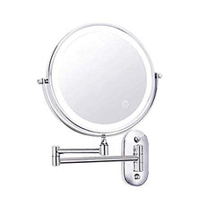WZDD Specchio da Trucco da Parete, Specchio Cosmetico con Luce LED E Ingrandimento 5X, Girevole a 360° Doppio Faccia Specchio da Parete Rotondo