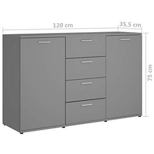 Lasamot Credenza Mobile Laterale Armadio da Cucina Costumista Mobilia Armadio Multiuso Mobiletto del Bagno Truciolare Grigio 120 × 35,5 × 75 cm