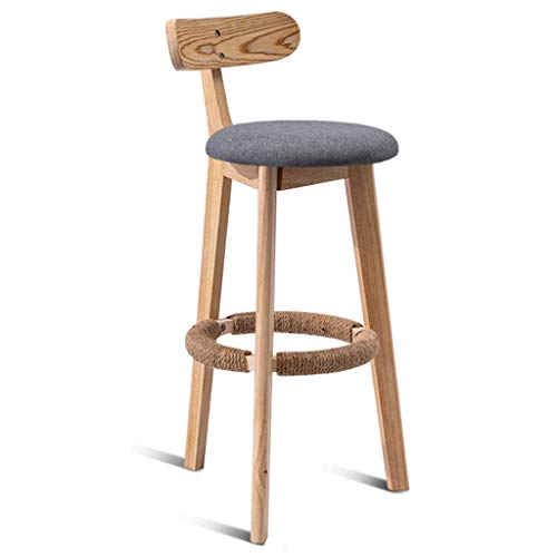 ZYLZL Sgabello da bar, bar, ristorante, sedia, sgabelli da bar Homenordic Sgabelli alti con 3 gambe in legno Mobili per la casa Sala da pranzo Sedia da cucina Poggiapiedi in corda di canapa,Grigio