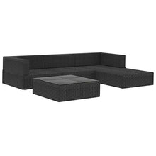 Tidyard Set di Mobili da Giardino in Polyrattan, Set Divani 3 Posti da Giardino/Esterno con Cuscini e Tavolino 5 pz, Leggero e Modulare, Nero