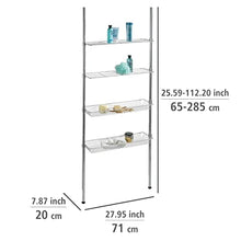 WENKO Scaffale telescopico Ellera - 2 aste di supporto allungabili, 2 ripiani, 2 cestelli, cromo, Acciaio, 71 x 65-285 x 20 cm, Cromo