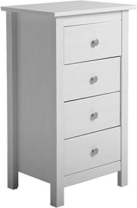 VS Venta-stock Cassettiera Berna Bianco con 4 cassetti, Realizzato in Pino Massiccio